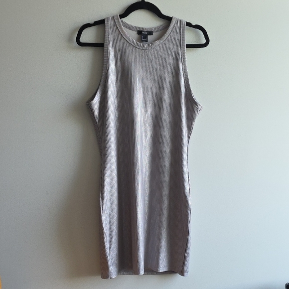 2/$20 Forever 21 - Metallic Silver Ribbed Sleeveless Mini Dress - Size Large - Picture 1 of 3
